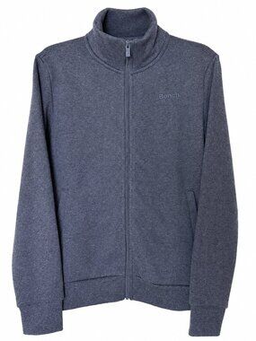 Bench Men’s Medium Full Zip Fleece Jacket Organic Cotton Thumb Holes Blue/Grey
